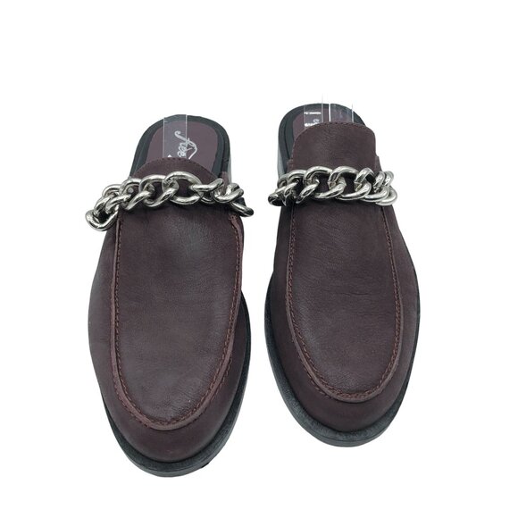 Free People Womens Vida Mule Slip On Leather Chain Brown 39 US 8.5 - Picture 3 of 9